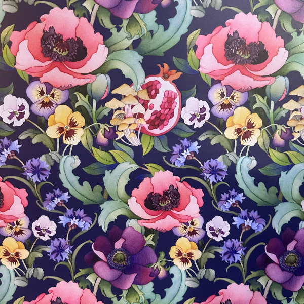 Heritage Botanica (Navy) Gift Wrap - Gift Wrap