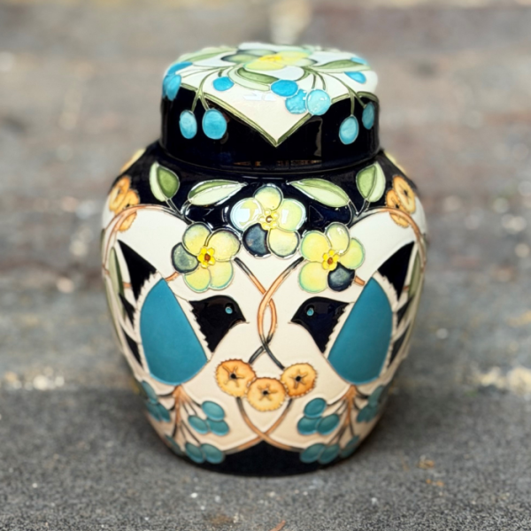 Embroidered Birds - Ginger Jar